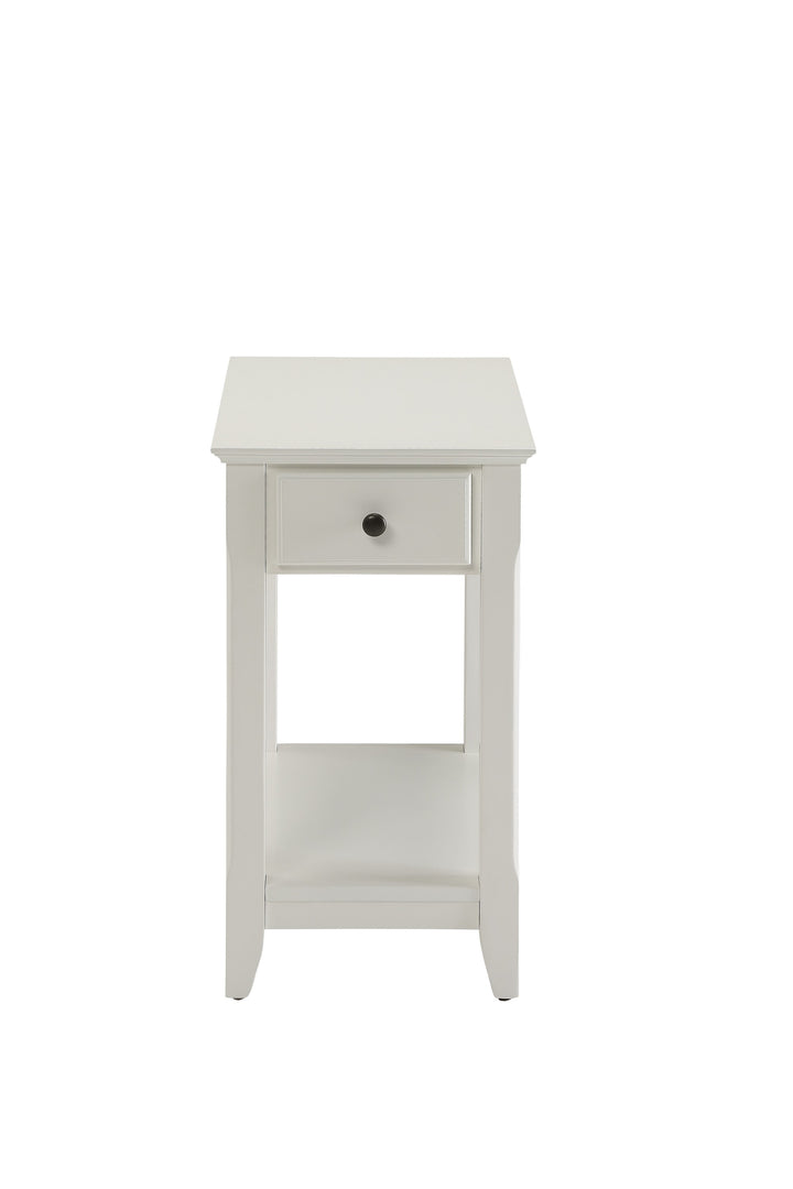 23" White Solid And Manufactured Wood Mirrored End Table With Drawer And Shelf