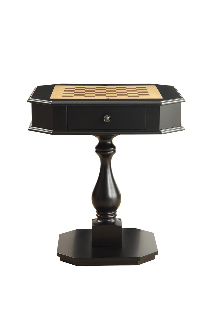 28" Black Octagon Pedestal Console Table