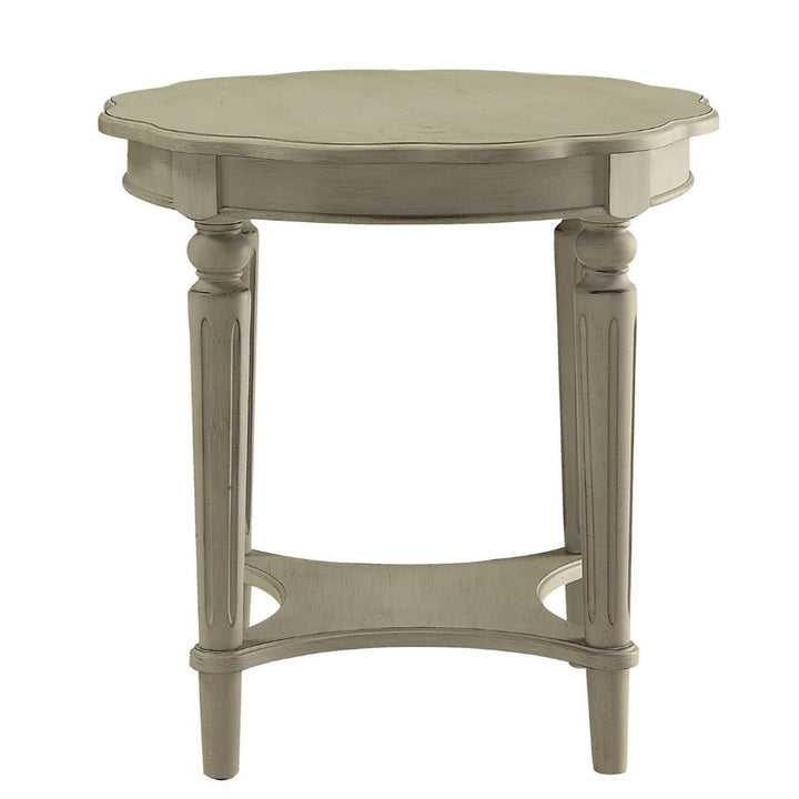 24" Light Slate Solid Wood End Table With Shelf