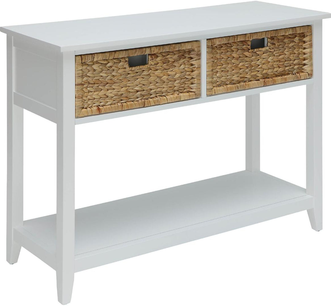 44" X 16" X 28" White Solid Wood Leg Console Table