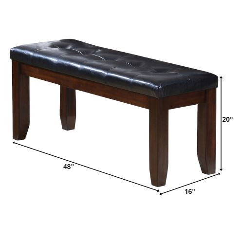 48" X 16" X 20" Black And Cherry Elegant Bench