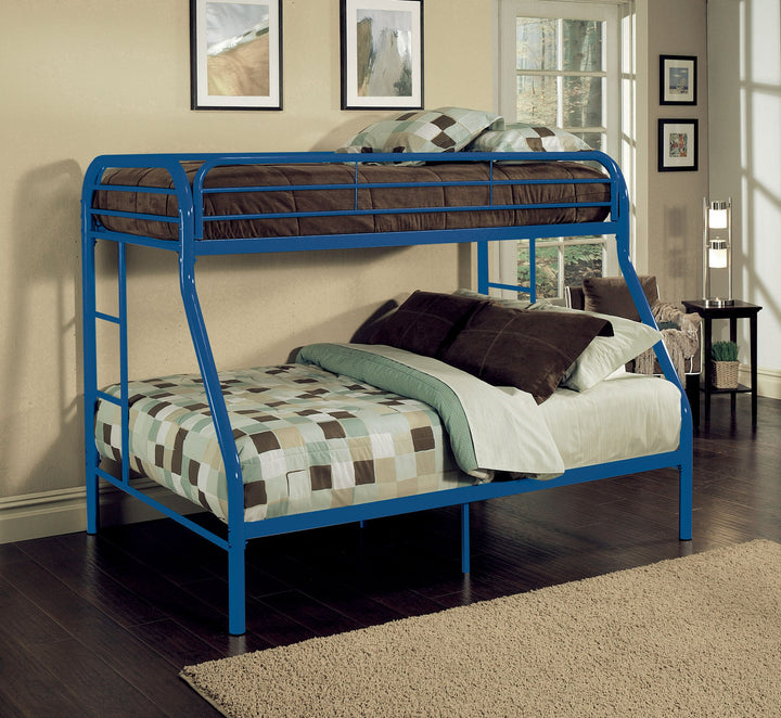 78" X 54" X 60" Twin Over Full Blue Metal Tube Bunk Bed