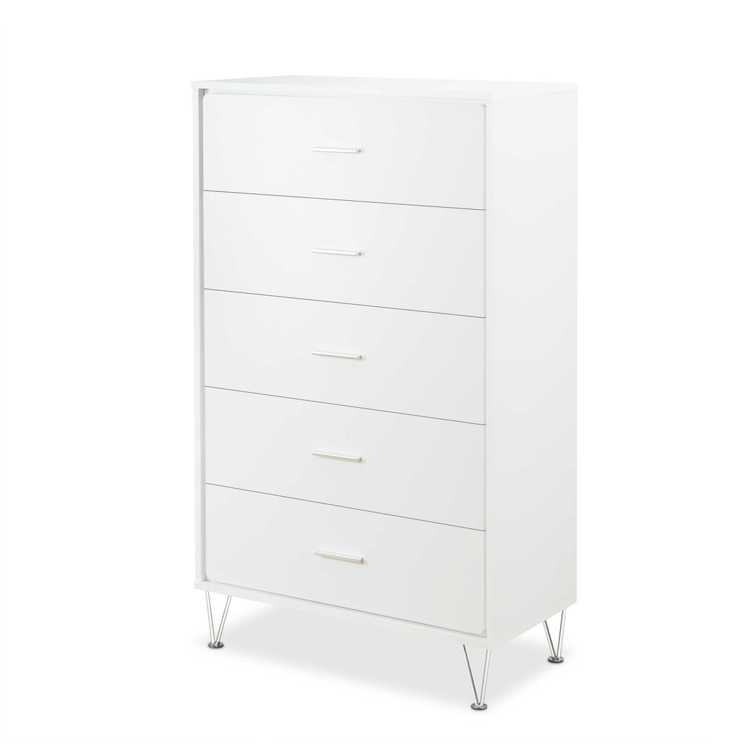 32" White Manufactured Wood Five Drawer Standard Chest
