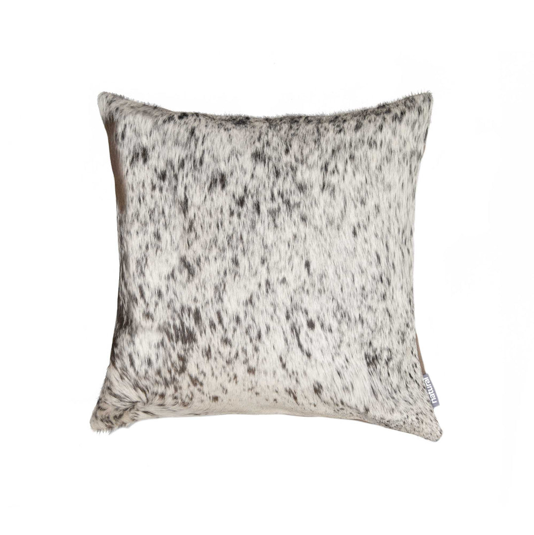 18 X 18 Gray And White Cowhide Throw Pillow