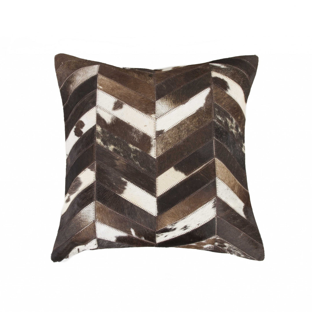 18 X 18 Brown Chevron Cowhide Throw Pillow