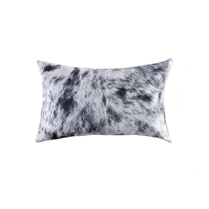 18" X 18" X 5" Salt And Pepper Black And White Cowhide Pillow