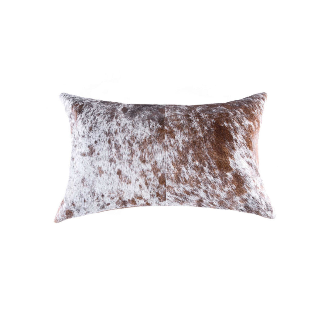 18" X 18" X 5" Salt And Pepper Brown And White Cowhide Pillow