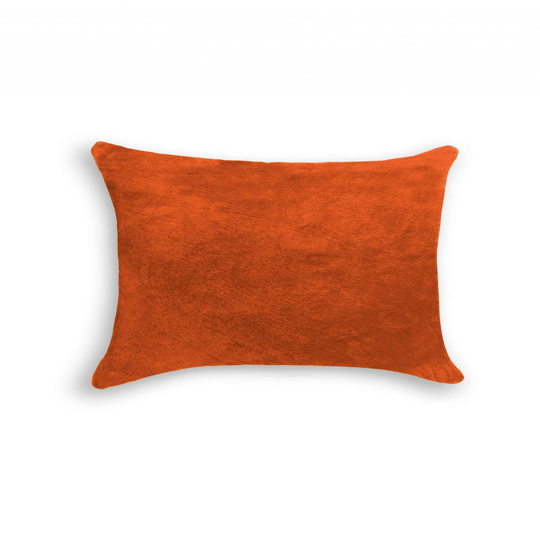 12" X 20" X 5" Orange Cowhide Pillow