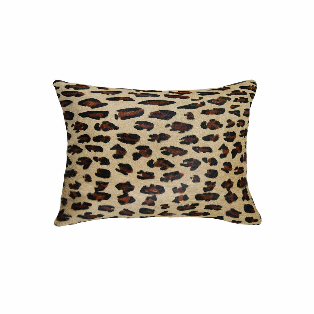 12" X 20" X 5" Leopard Cowhide Pillow