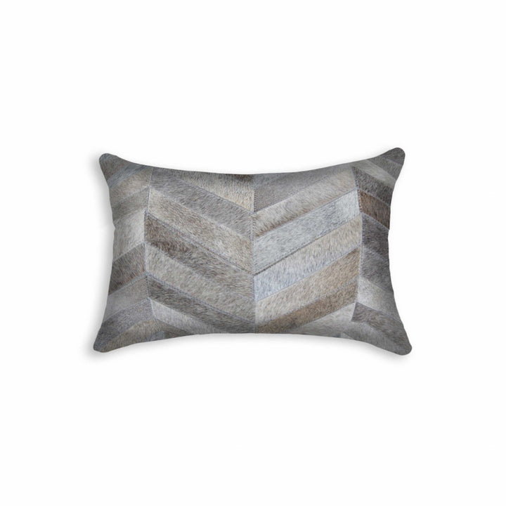 12 X 20 Gray Chevron Cowhide Throw Pillow