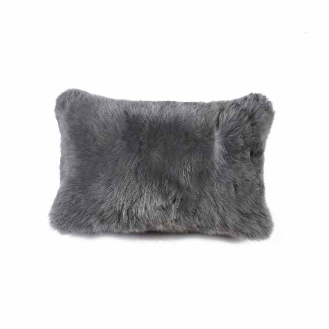 12" X 20" X 5" Gray Sheepskin Pillow