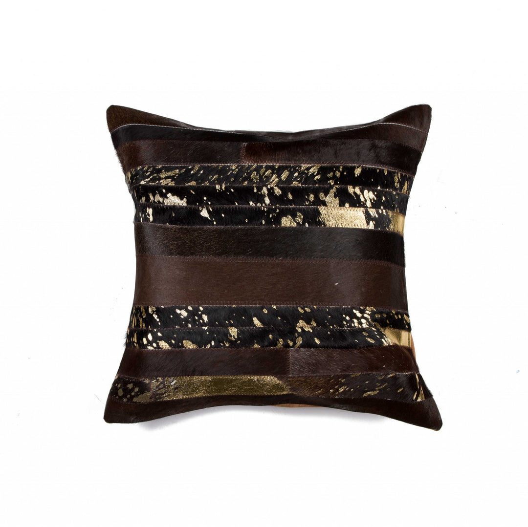 18 X 18 Chocolate Cowhide Throw Pillow