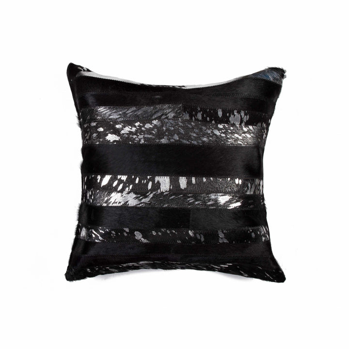 18" X 18" X 5" Black And Silver Pillow