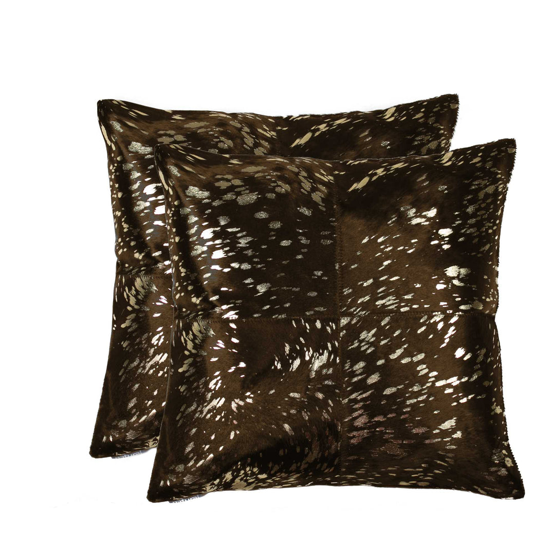 18" X 18" X 5" Gold And Chocolate Quattro Pillow 2 Pack