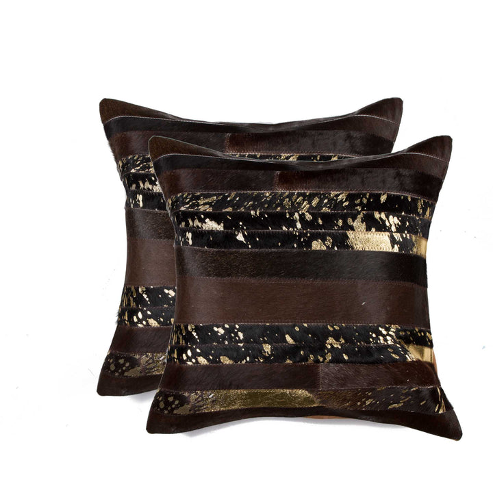 18" X 18" X 5" Gold And Chocolate Pillow 2 Pack