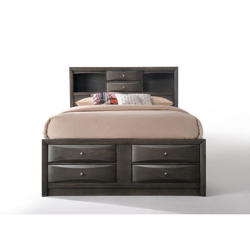 91" X 79" X 56" Eastern King Gray Oak Storage Bed