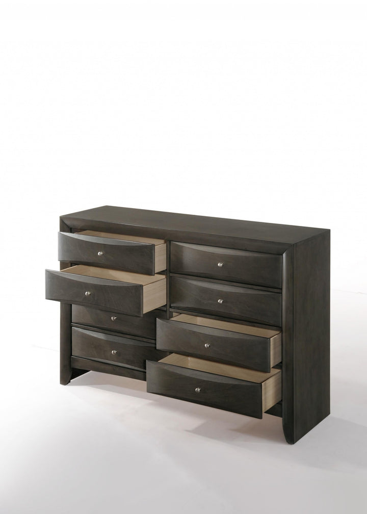 59" X 17" X 41" Gray Oak Rubber Wood Dresser