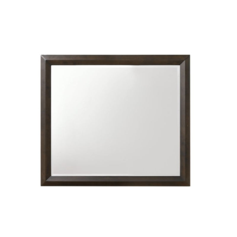 Rich Espresso Finish Wooden Rectangular Beveled Edge Mirror