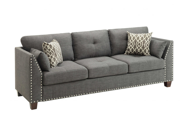 81" X 31" X 35" Light Charcoal Linen Sofa w4 Pillows