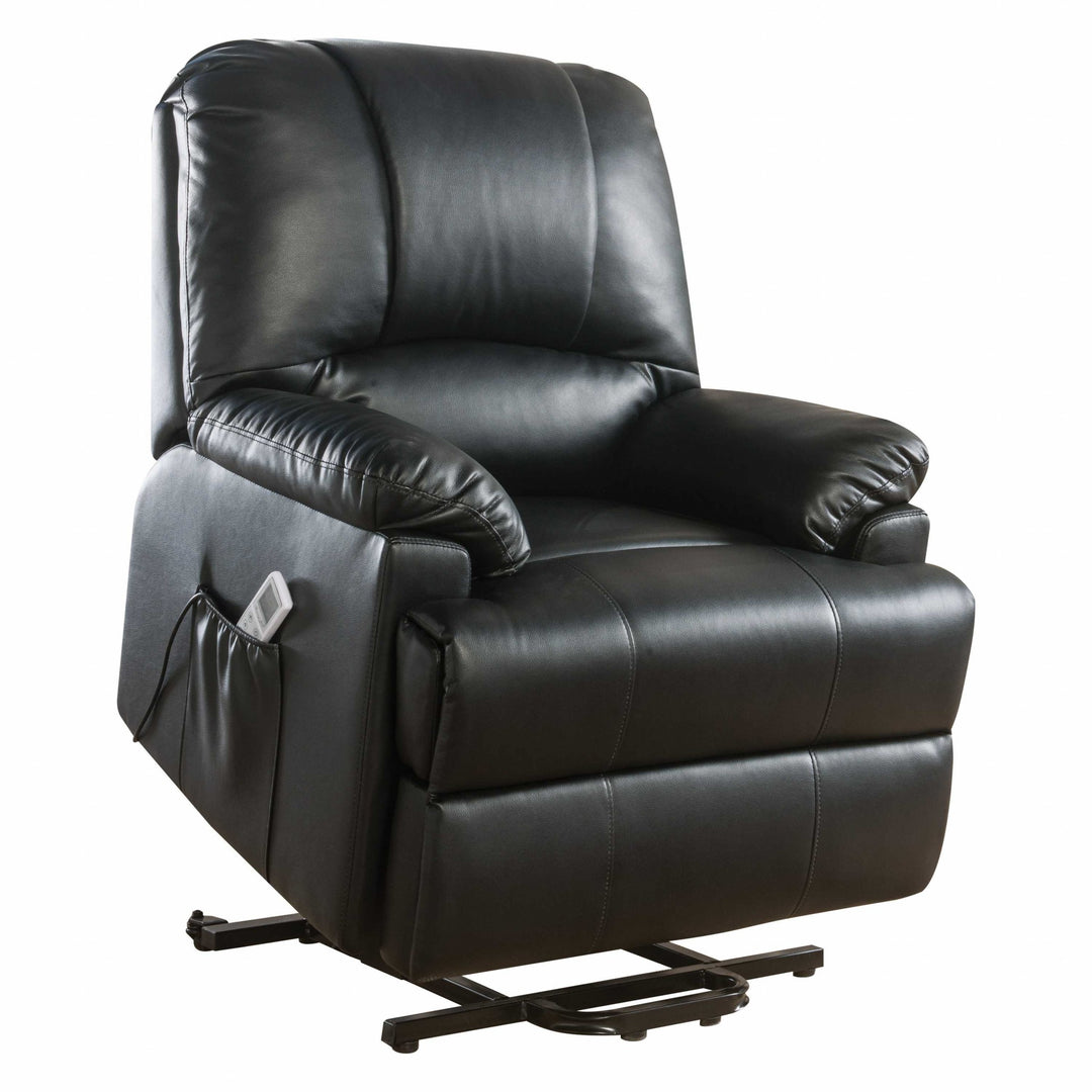 34" X 37" X 41" Black Leatherette Power Lift Massage Recliner