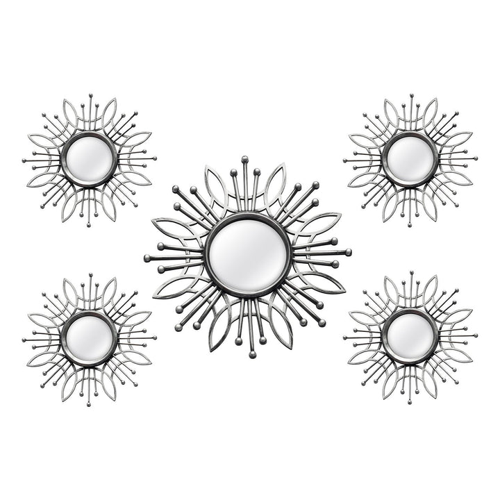 15.5 Round Silver Burst Metal Framed Wall Mirror