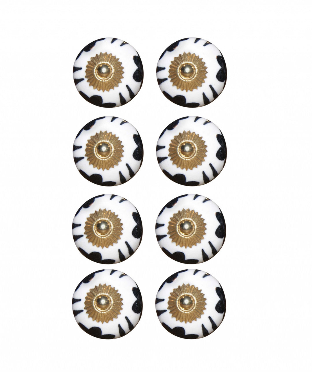 1.5" X 1.5" X 1.5" Black White And Gold Knobs 8 Pack