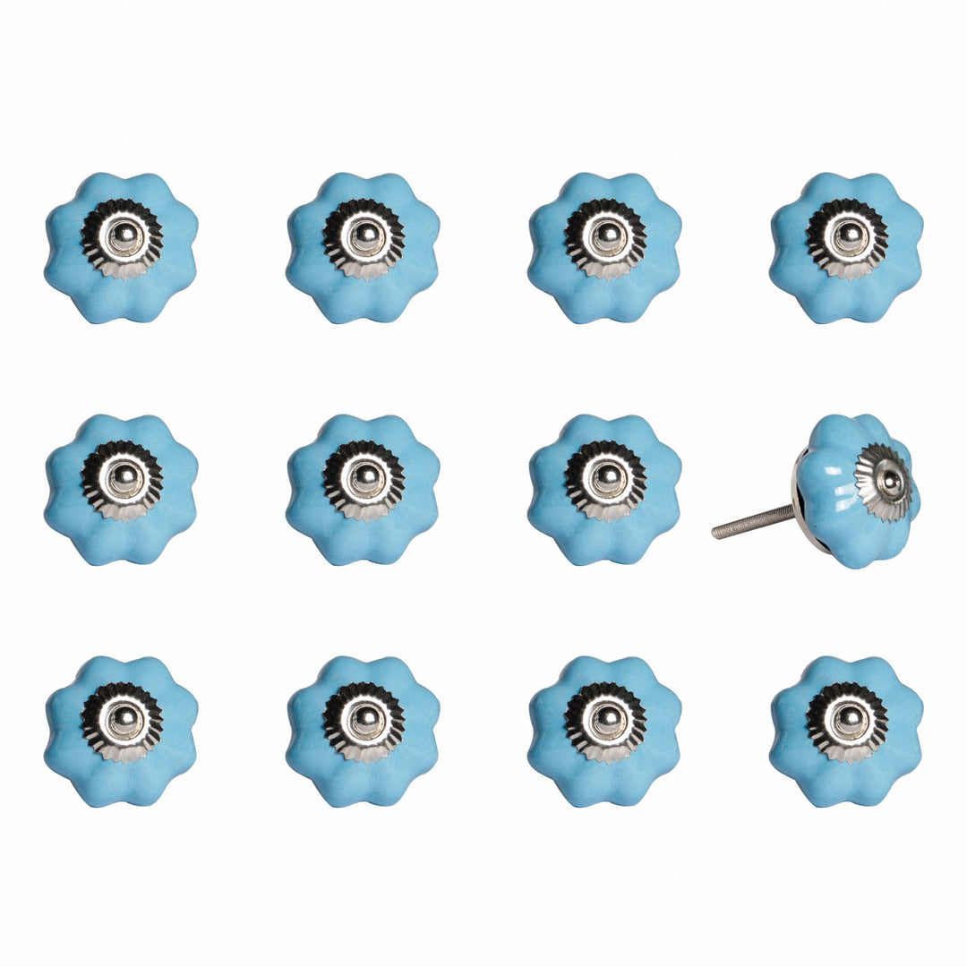 1.5" X 1.5" X 1.5" Light Blue And Silver Knobs 12 Pack