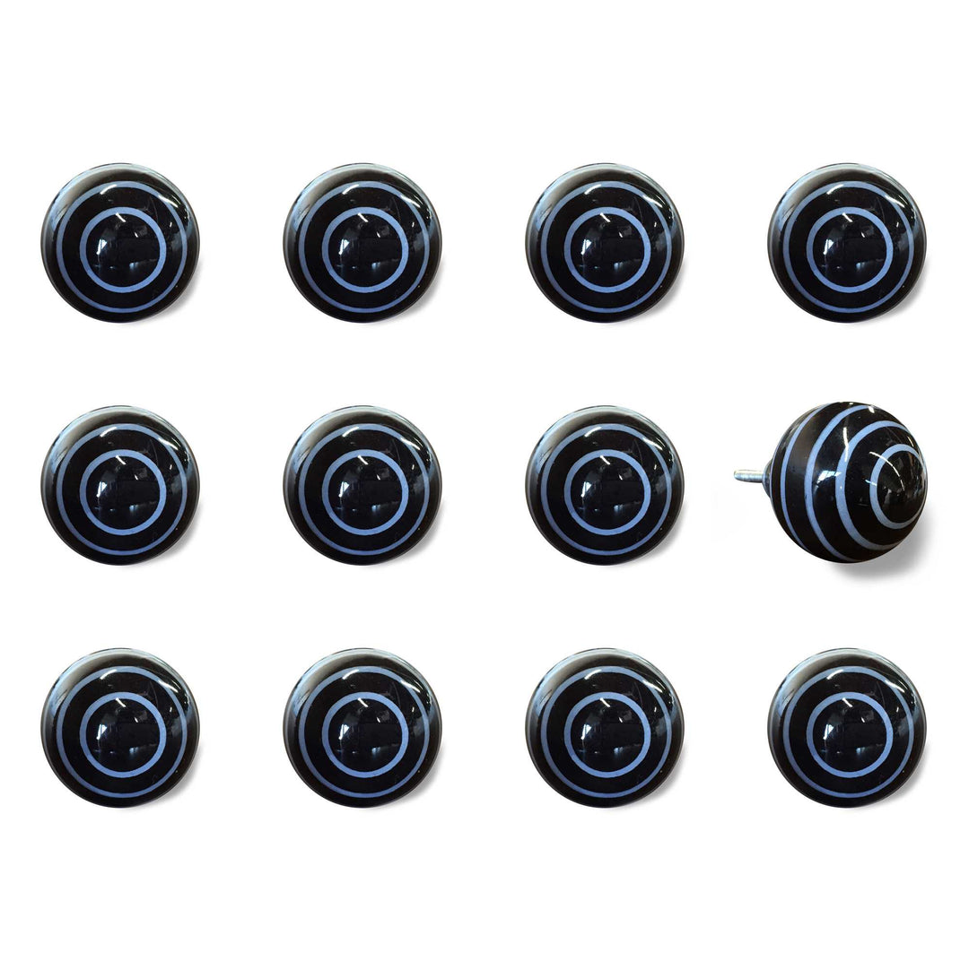 1.5" X 1.5" X 1.5" Black And Light Blue Knobs 12 Pack