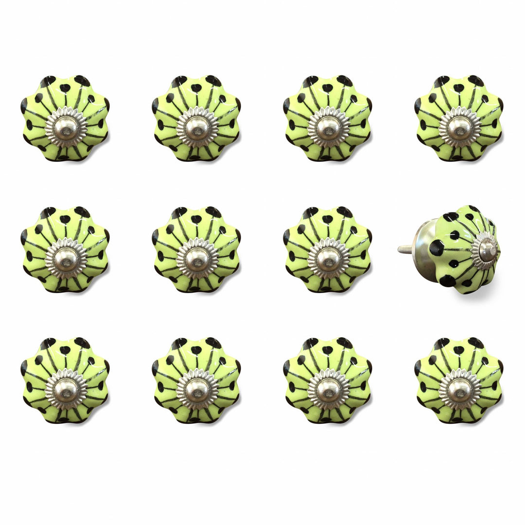 1.5" X 1.5" X 1.5" Yellow Green And Silver Knobs 12 Pack