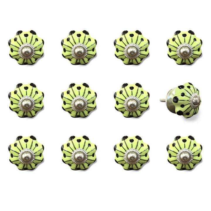 1.5" X 1.5" X 1.5" Yellow Green And Silver Knobs 12 Pack