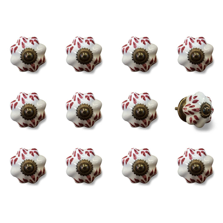 1.5" X 1.5" X 1.5" White Burgundy And Copper Knobs 12 Pack