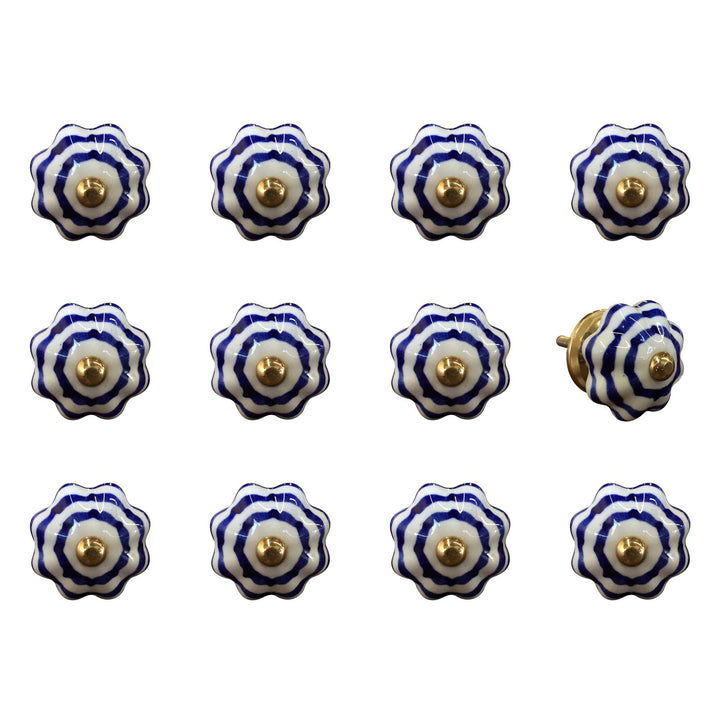 1.5" X 1.5" X 1.5" White Blue And Copper Knobs 12 Pack