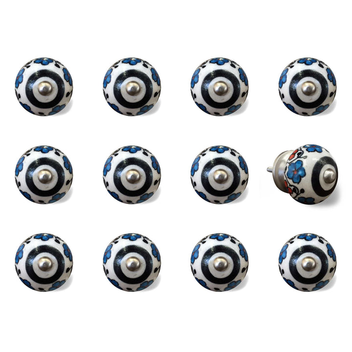 1.5" X 1.5" X 1.5" White Black And Navy Knobs 12 Pack