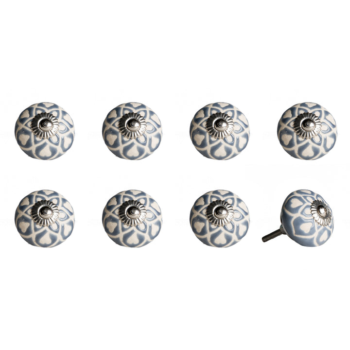 1.5" X 1.5" X 1.5" Hues Of Gray Cream And Silver Knobs 8 Pack