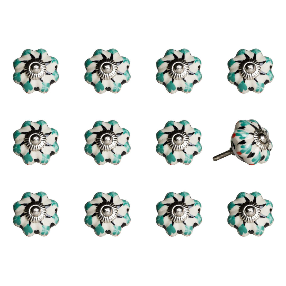 1.5" X 1.5" X 1.5" White Green And Black Knobs 12 Pack