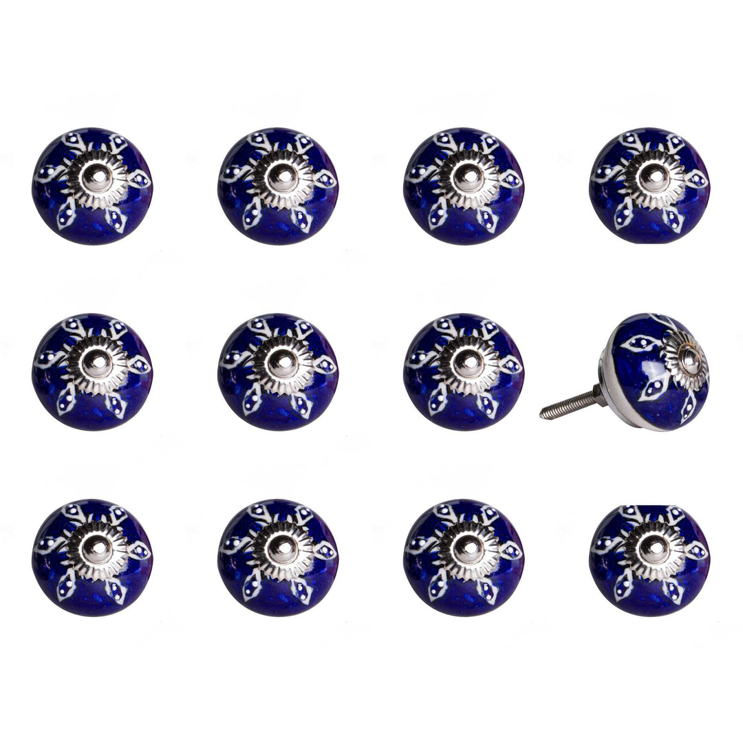 1.5" X 1.5" X 1.5" Navy White And Silver Knobs 12 Pack