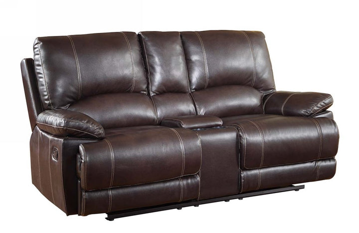 41" Stylish Brown Leather Console Loveseat