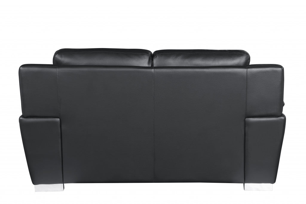 37" Chic Black Leather Loveseat