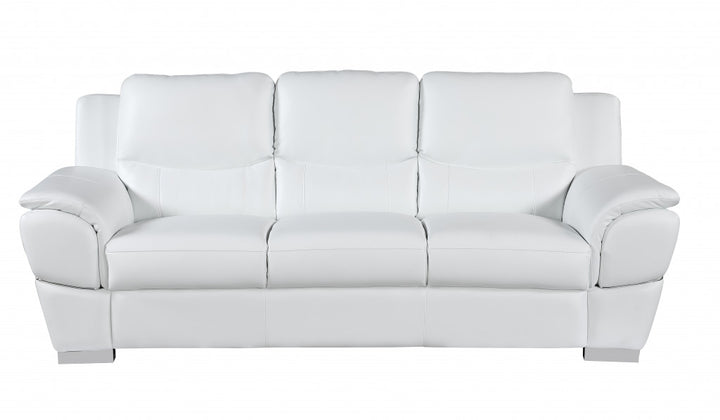 37" Chic White Leather Sofa