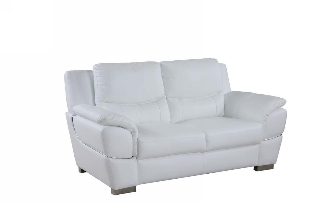 69" Chic White Leather Loveseat