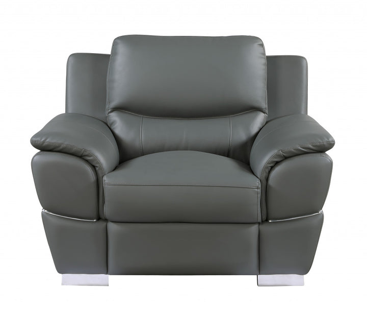 37" Grey Chic Leather Recliner Chair