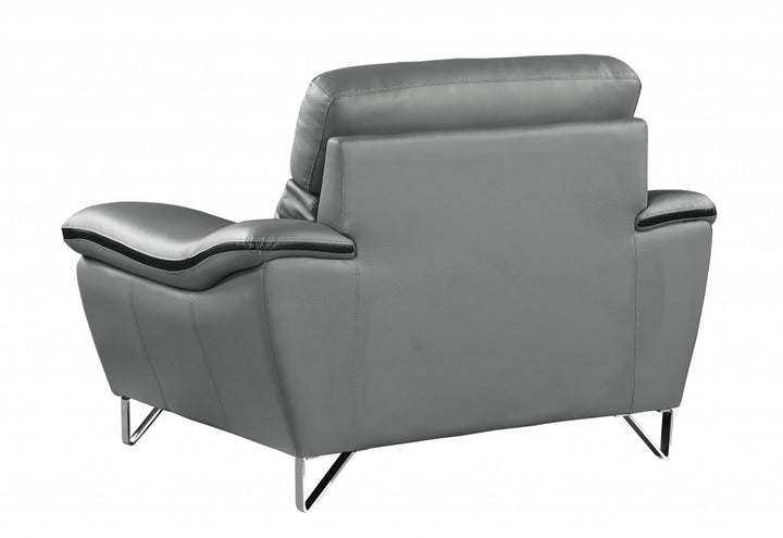 108" Charming Grey Leather Sofa Set