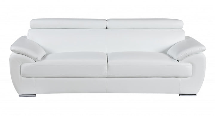 86" Captivating White Leather Sofa