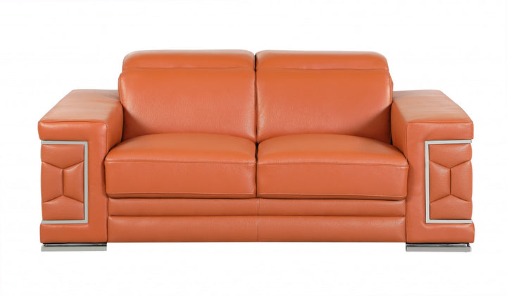 71" Sturdy Camel Leather Loveseat