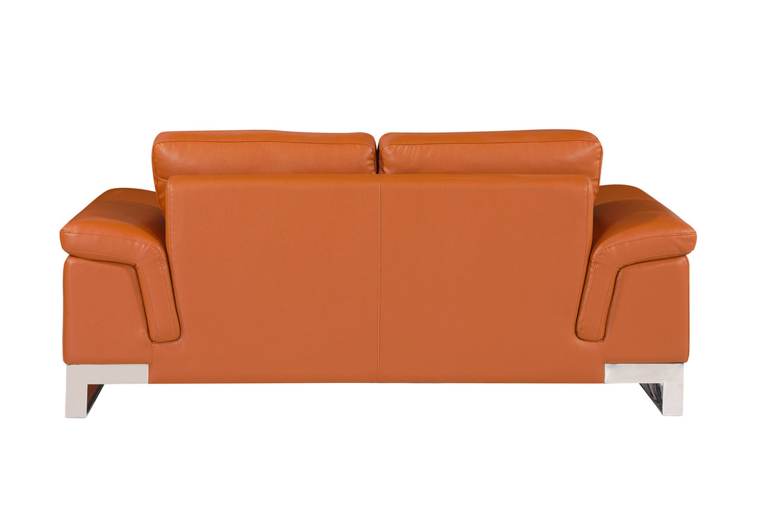 96" Lovely Camel Leather Sofa Set