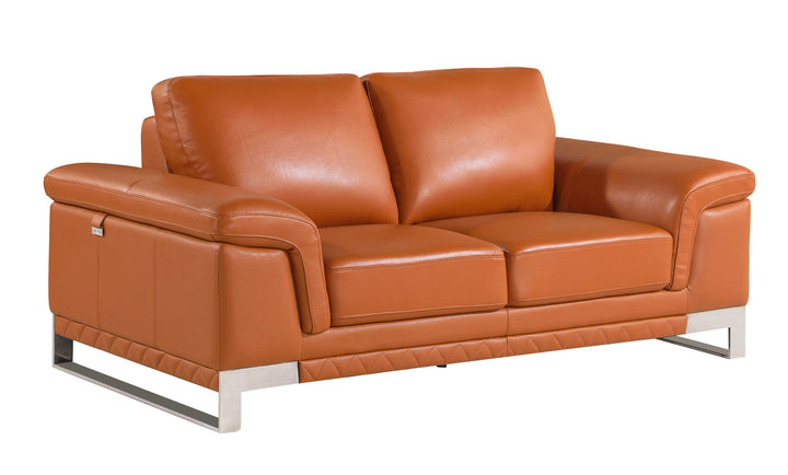 32" Lovely Camel Leather Loveseat