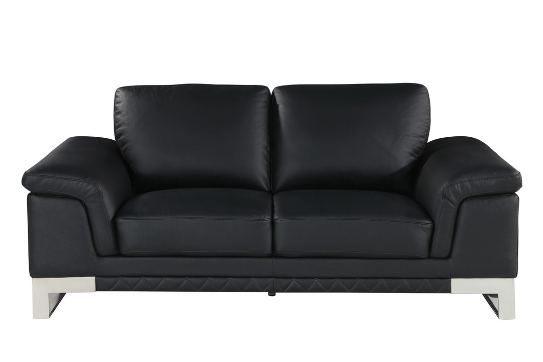 32" Lovely Black Leather Loveseat