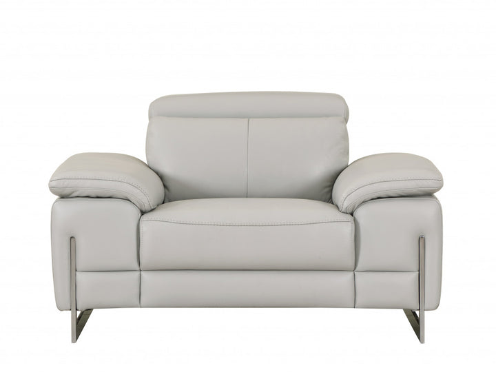 93" Tasteful Light Grey Leather Sofa Set