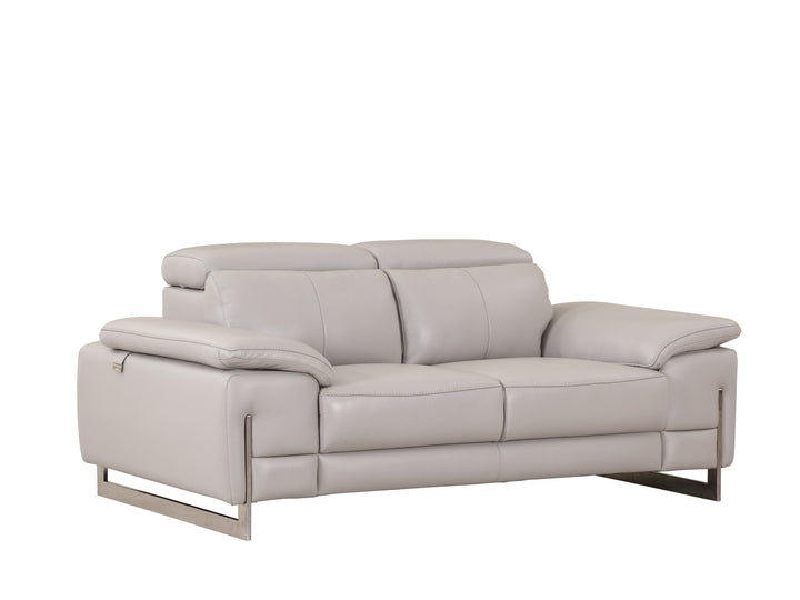 Tasteful Light Grey Genuine Italian Leather Loveseat