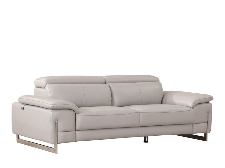 31" Tasteful Light Grey Leather Sofa